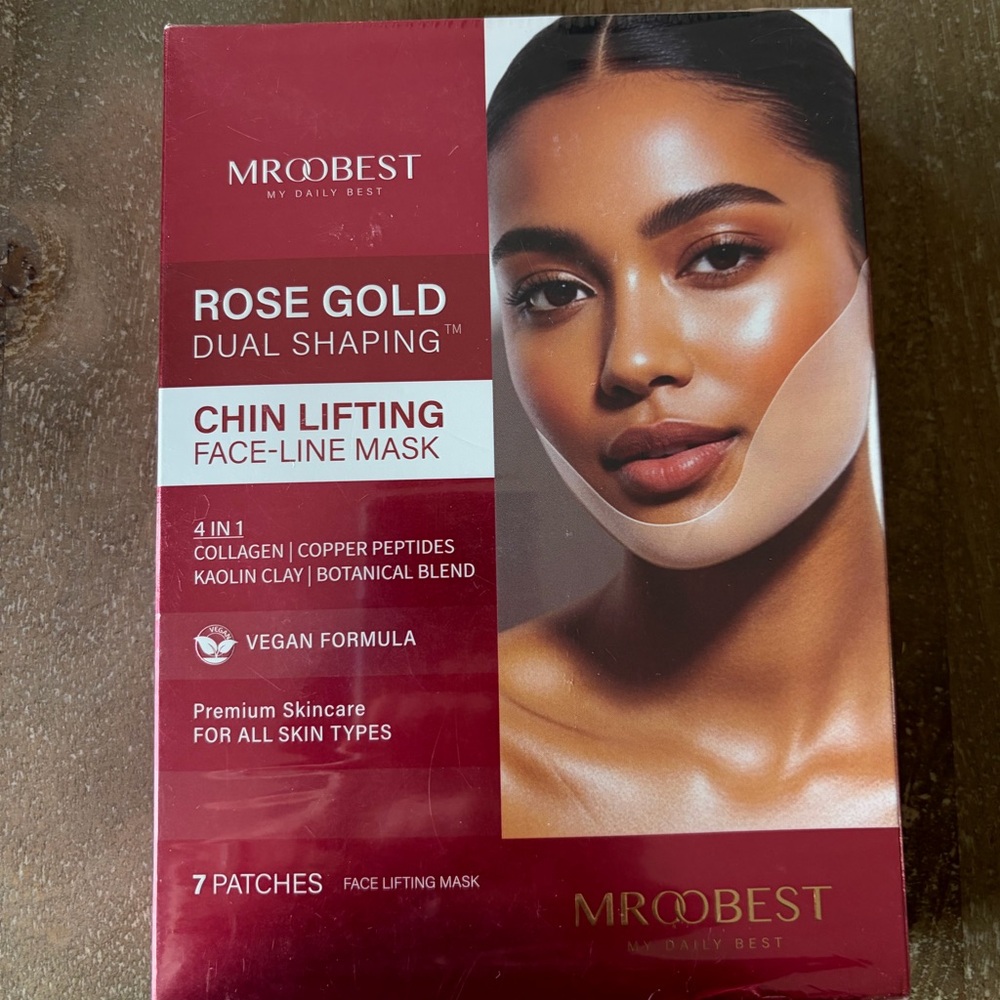 Mroobest Rose Gold Chin Lifting Face-Line Mask Pink/Rose Gold NWT 1 Box 7 patch